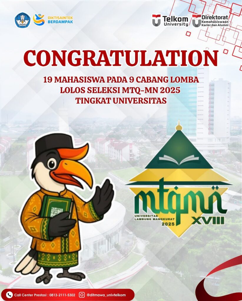 19 Mahasiswa Telkom University Lolos Seleksi MTQMN XVIII 2025 Tingkat Universitas